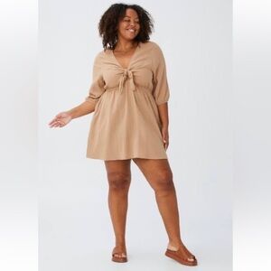 NWT - COTTON ON - Woven Tie Front Mini Dress - Size 12/L